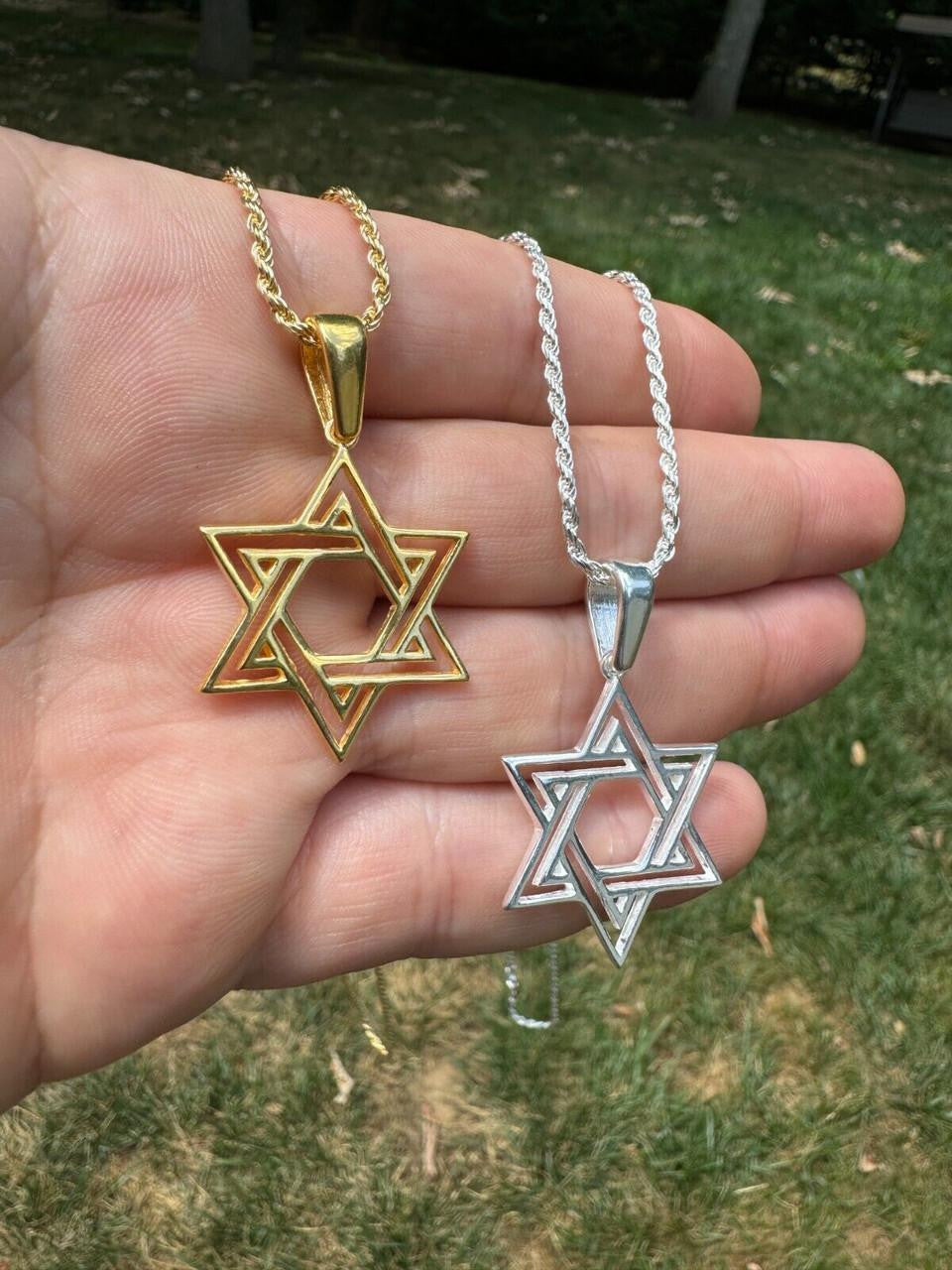 Jewish Cutout Star Of David Pendant - 14k Gold Vermeil Or 925 Silver - Medium 1.5"