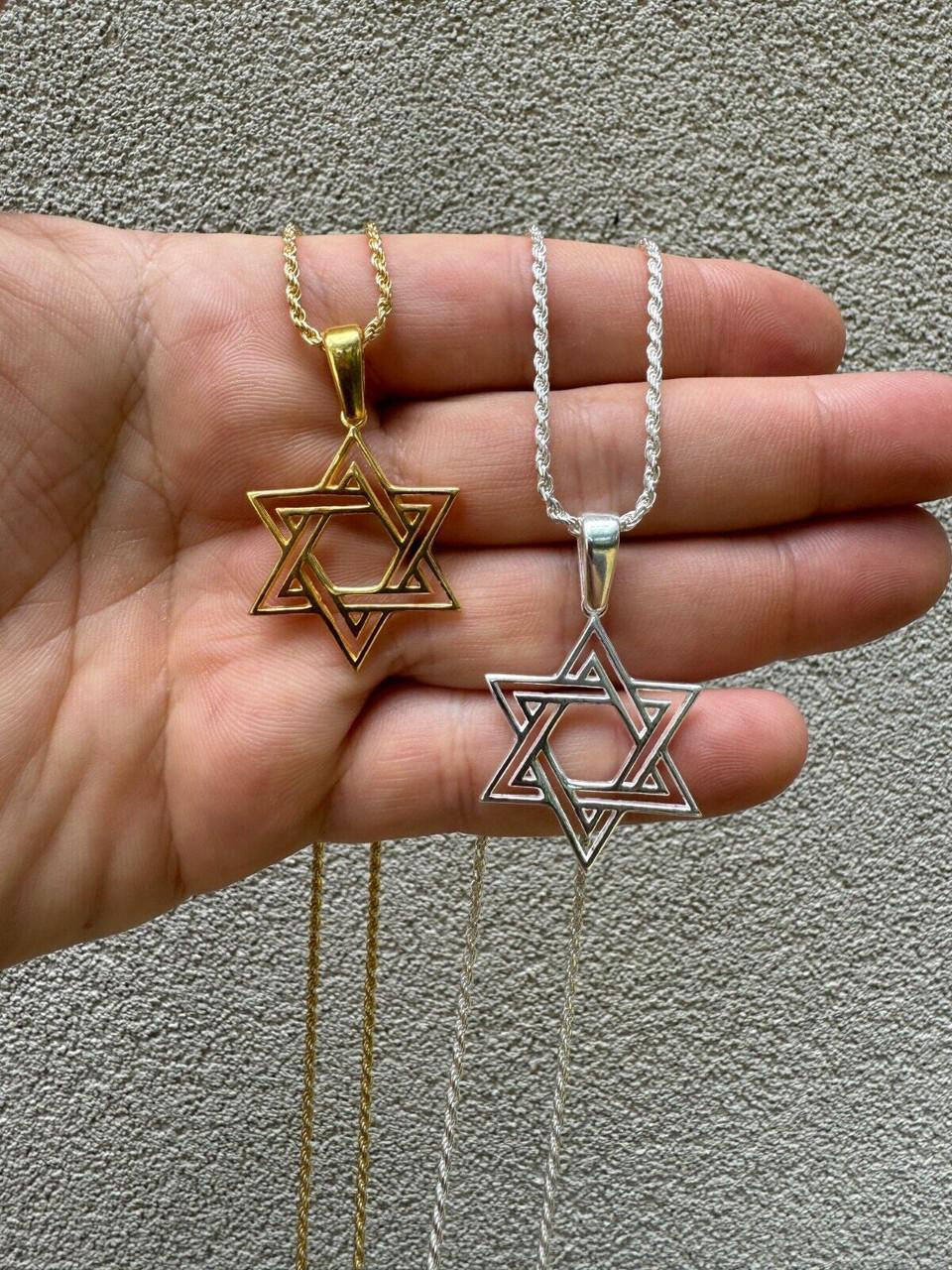 Jewish Cutout Star Of David Pendant - 14k Gold Vermeil Or 925 Silver - Medium 1.5"