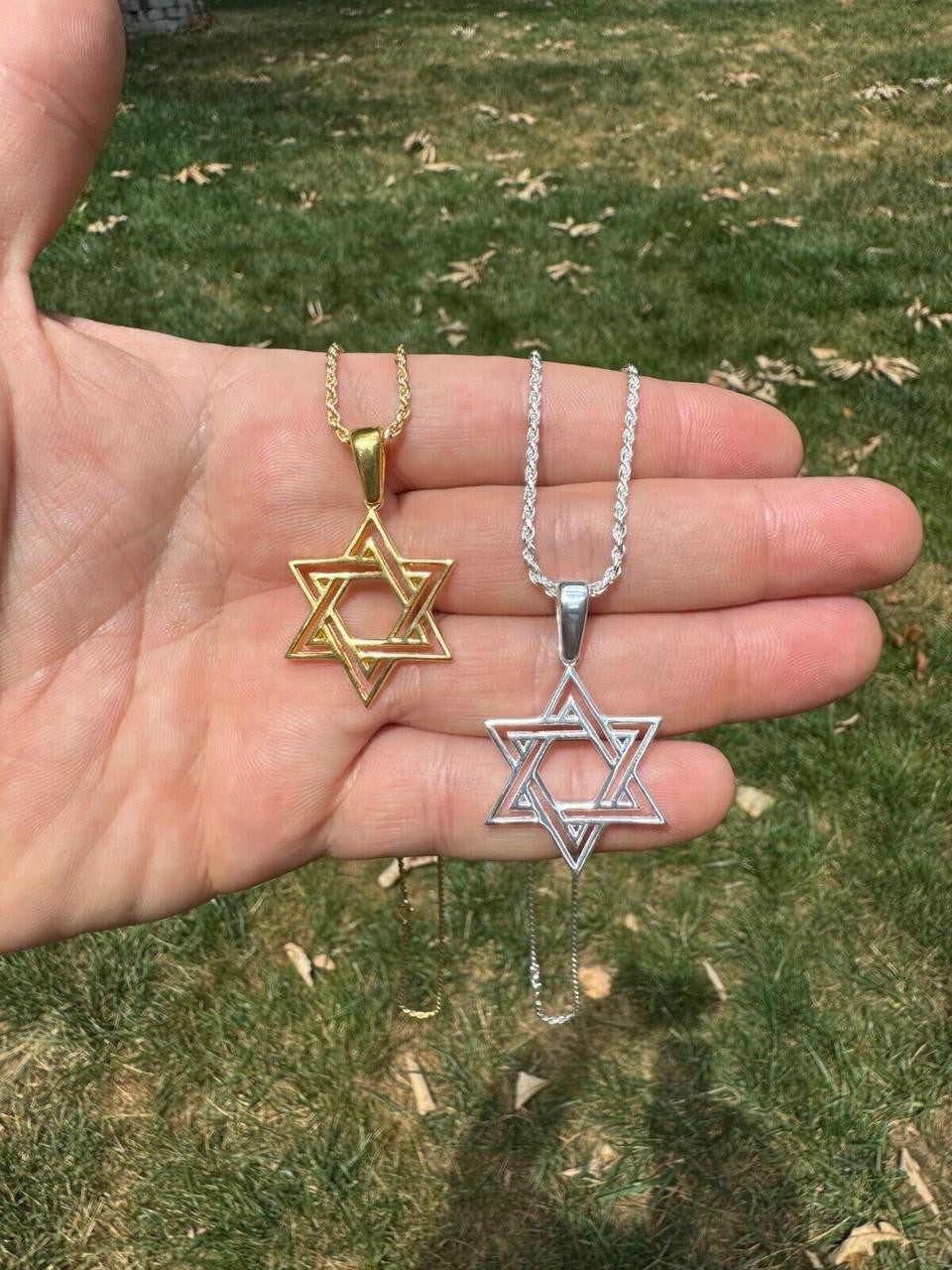 Jewish Cutout Star Of David Pendant - 14k Gold Vermeil Or 925 Silver - Medium 1.5"