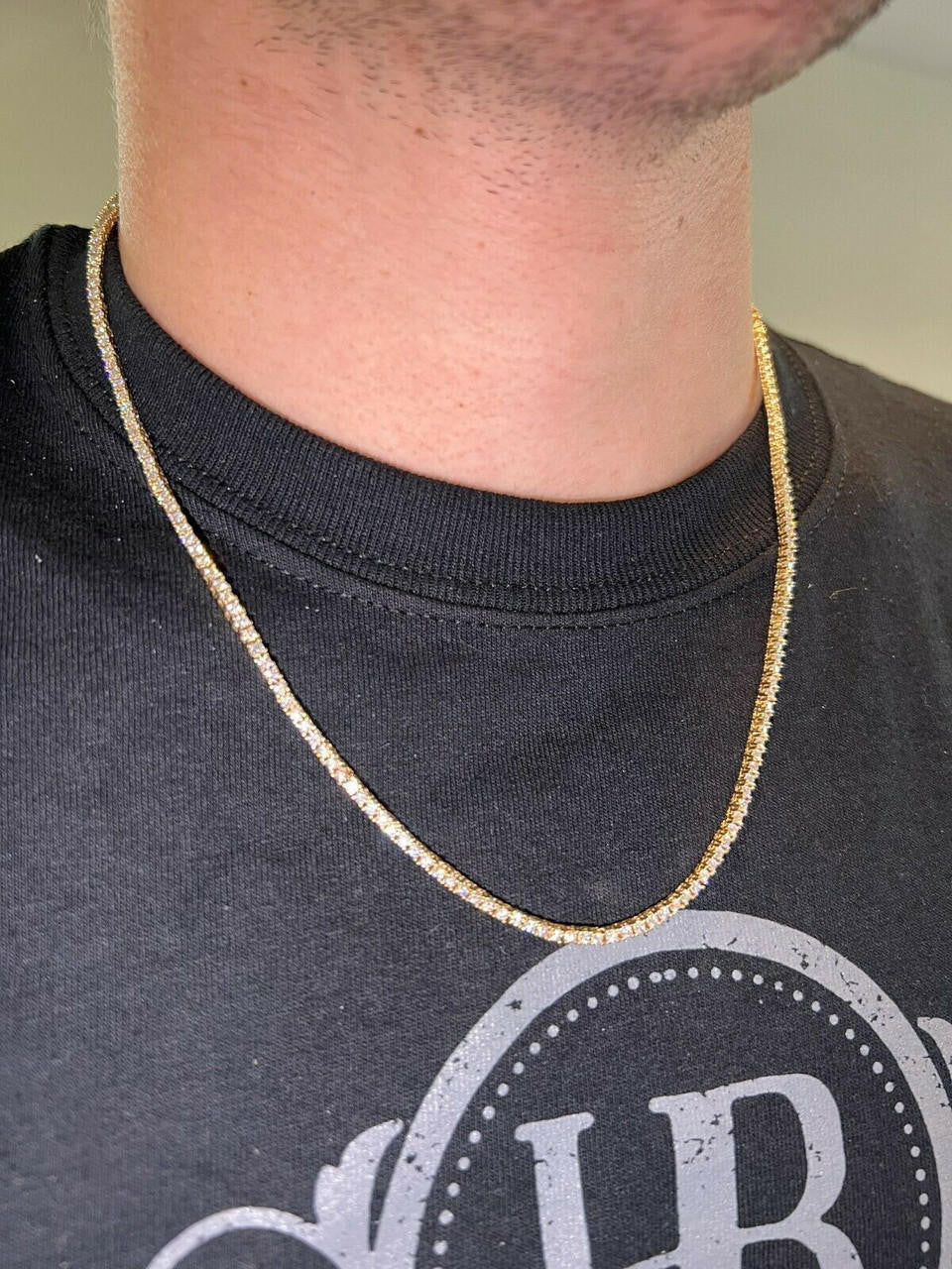 MOISSANITE #1 BESTSELLER Tennis Chain Necklace Or Bracelet Iced Out - 10k Yellow Gold - 2mm-5mm - 6"-30"