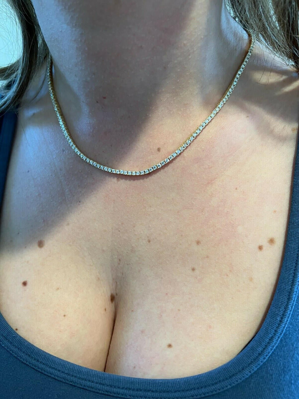 MOISSANITE #1 BESTSELLER Tennis Chain Necklace Or Bracelet Iced Out - 10k Yellow Gold - 2mm-5mm - 6"-30"