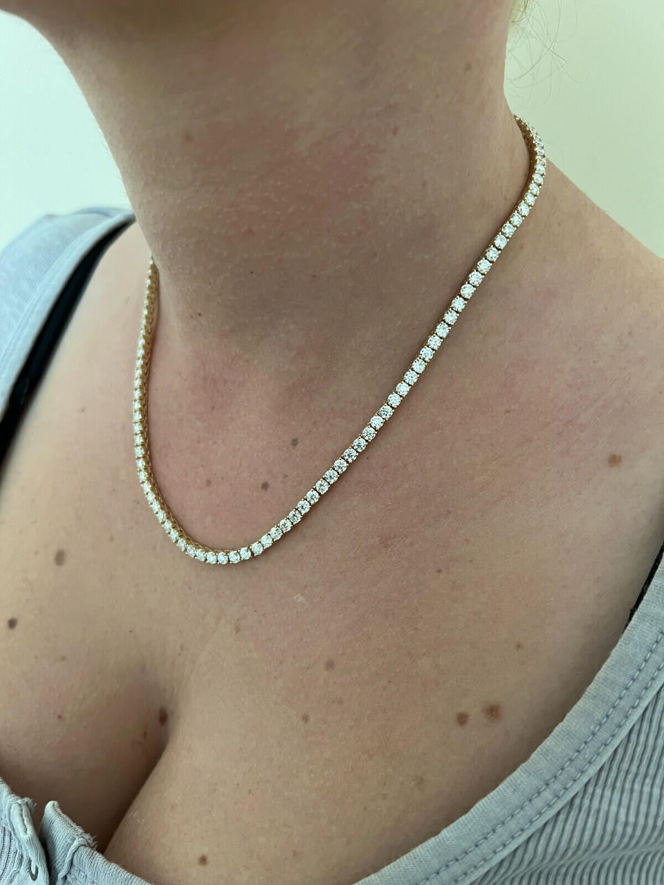MOISSANITE #1 BESTSELLER Tennis Chain Necklace Or Bracelet Iced Out - 10k Yellow Gold - 2mm-5mm - 6"-30"