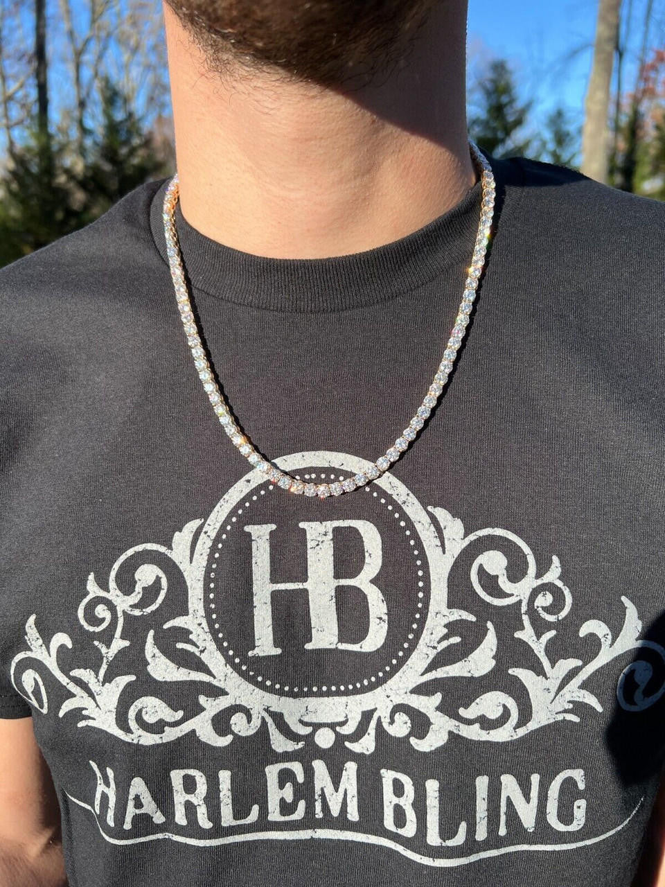 MOISSANITE #1 BESTSELLER Tennis Chain Necklace Or Bracelet Iced Out - 10k Yellow Gold - 2mm-5mm - 6"-30"