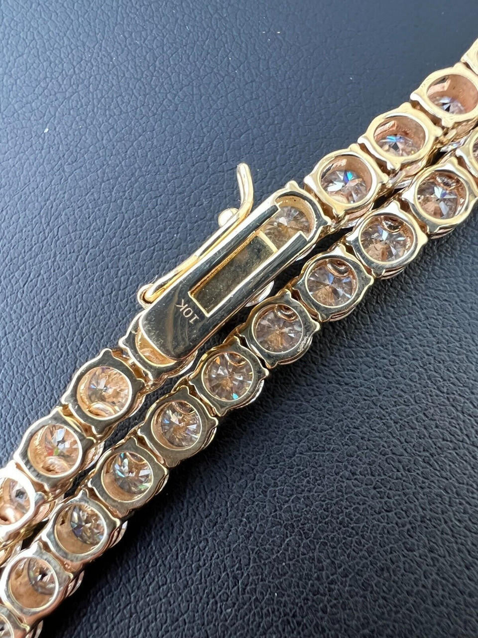 MOISSANITE #1 BESTSELLER Tennis Chain Necklace Or Bracelet Iced Out - 10k Yellow Gold - 2mm-5mm - 6"-30"