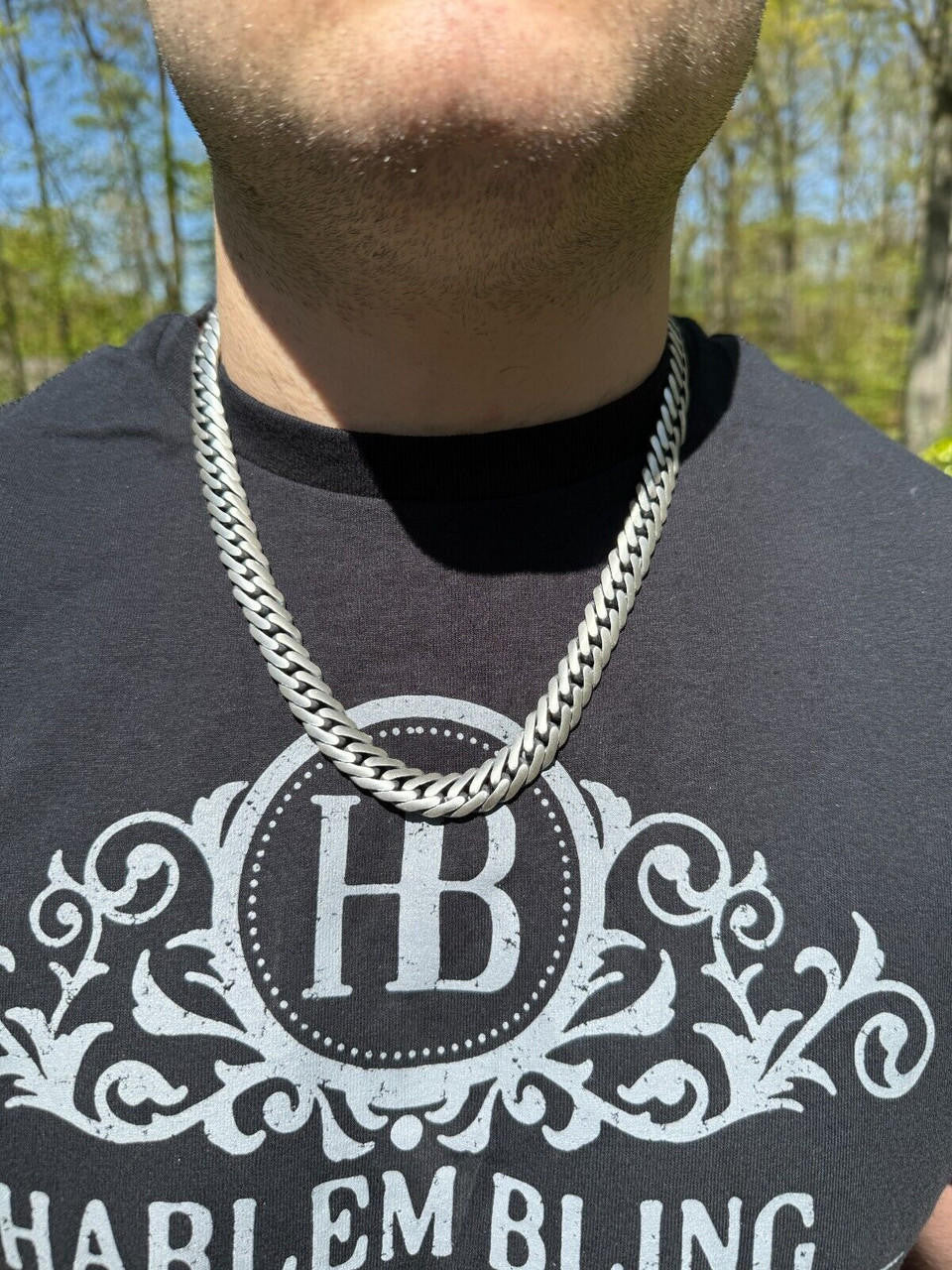 Double Curb Cuban Link Chain Necklace Or Bracelet - Oxidized 925 Sterling Silver - 7"-30" - 12mm
