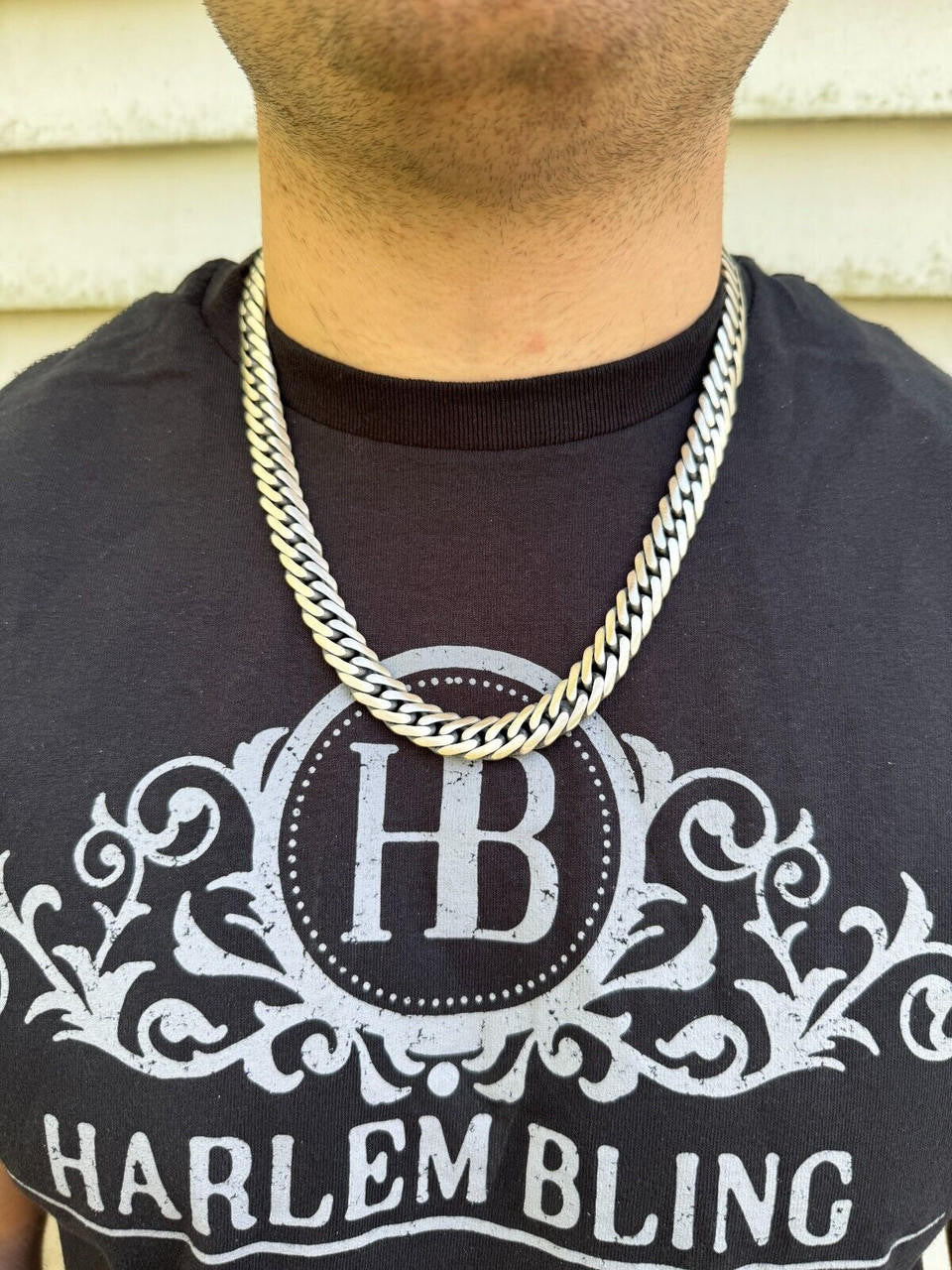 Double Curb Cuban Link Chain Necklace Or Bracelet - Oxidized 925 Sterling Silver - 7"-30" - 12mm