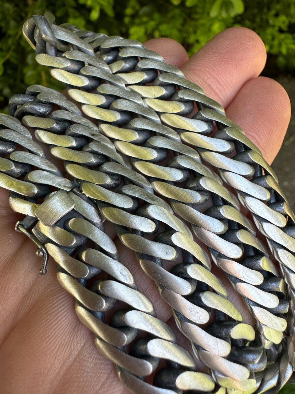 Double Curb Cuban Link Chain Necklace Or Bracelet - Oxidized 925 Sterling Silver - 7"-30" - 12mm