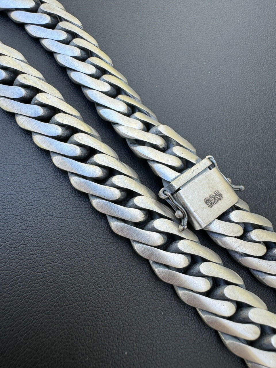 Double Curb Cuban Link Chain Necklace Or Bracelet - Oxidized 925 Sterling Silver - 7"-30" - 12mm