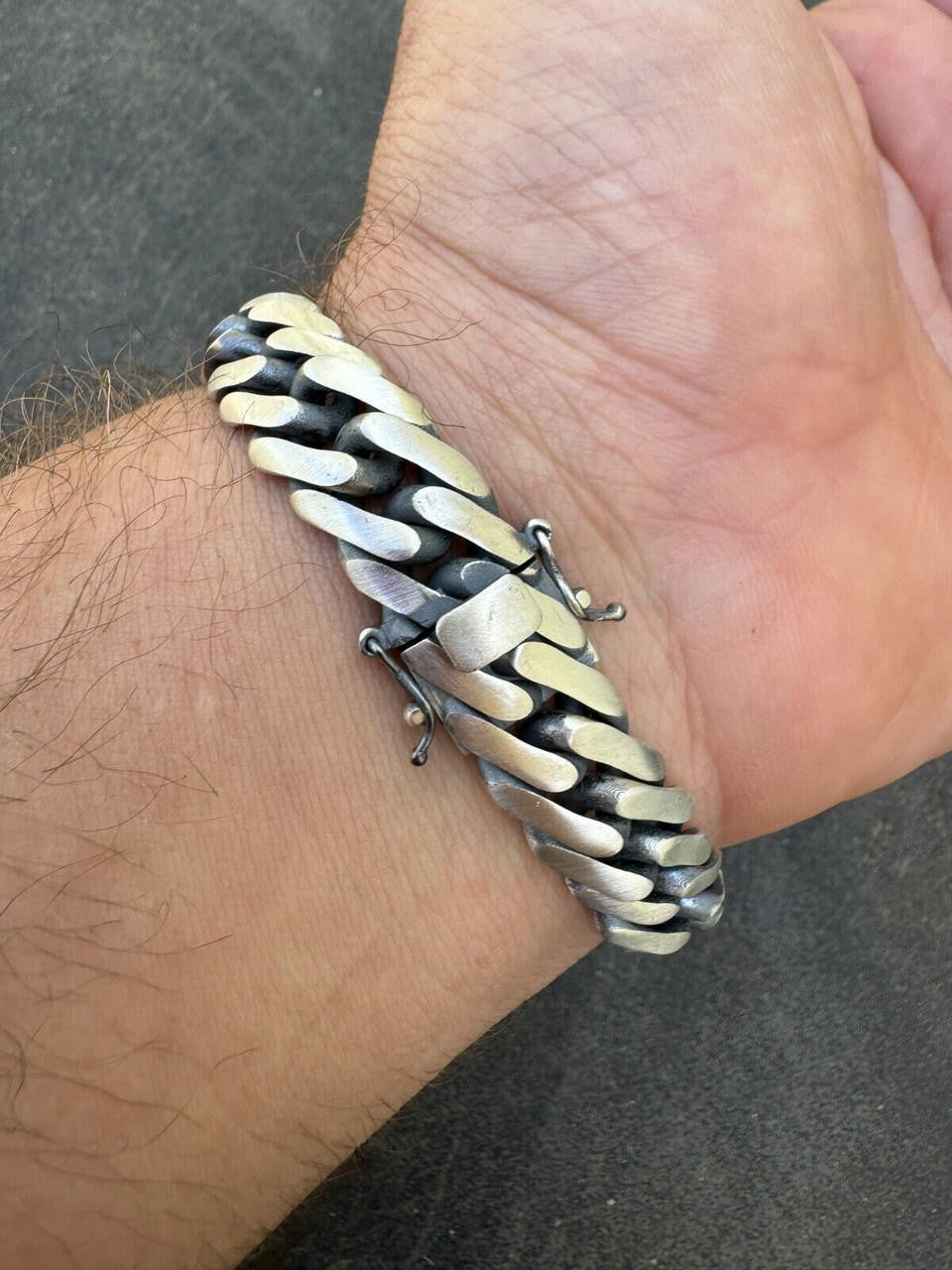 Double Curb Cuban Link Chain Necklace Or Bracelet - Oxidized 925 Sterling Silver - 7"-30" - 12mm