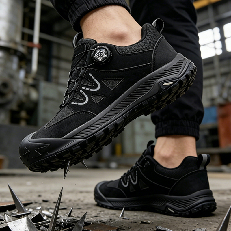 Zapatos de seguridad para hombre con puntera de acero y cierre giratorio