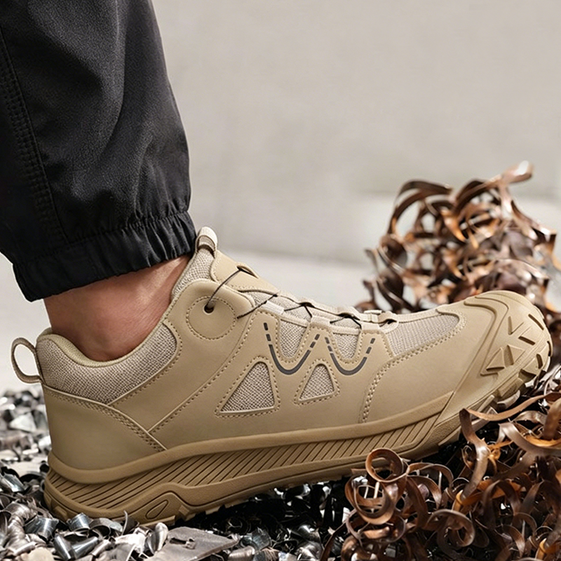 Zapatos de seguridad para hombre con puntera de acero y cierre giratorio