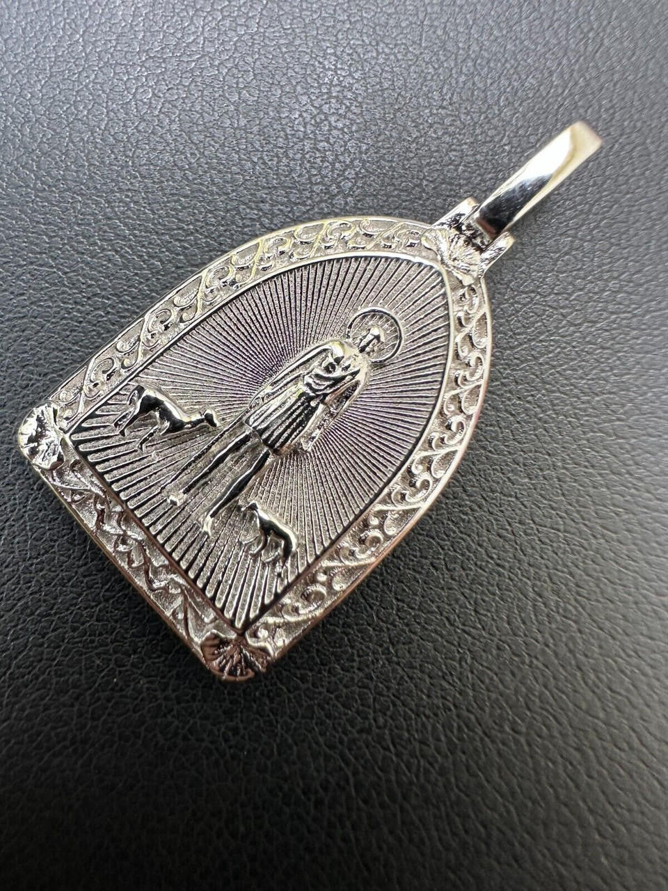 St Lazarus Plain Medallion Pendant - 14k Gold Vermeil Or 925 Silver - Small 1.25"