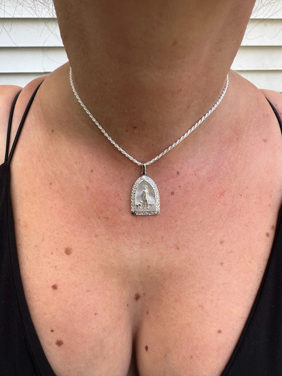 St Lazarus Plain Medallion Pendant - 14k Gold Vermeil Or 925 Silver - Small 1.25"