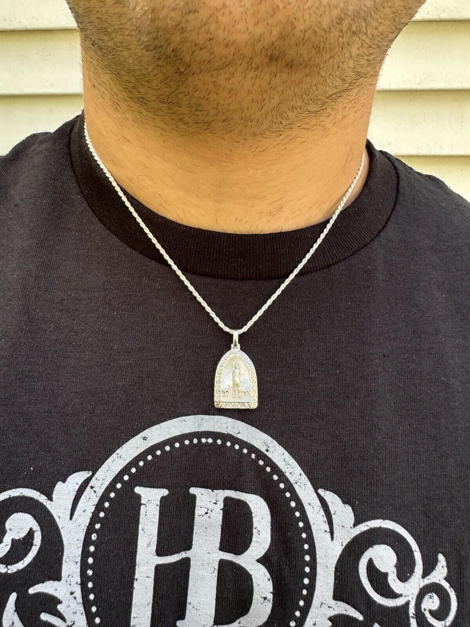 St Lazarus Plain Medallion Pendant - 14k Gold Vermeil Or 925 Silver - Small 1.25"