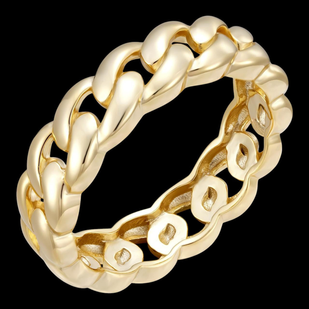 Mens Solid 14k Gold Miami Cuban Ring 6mm Wedding Band Pinky Ring Sz 7-13 ITALY