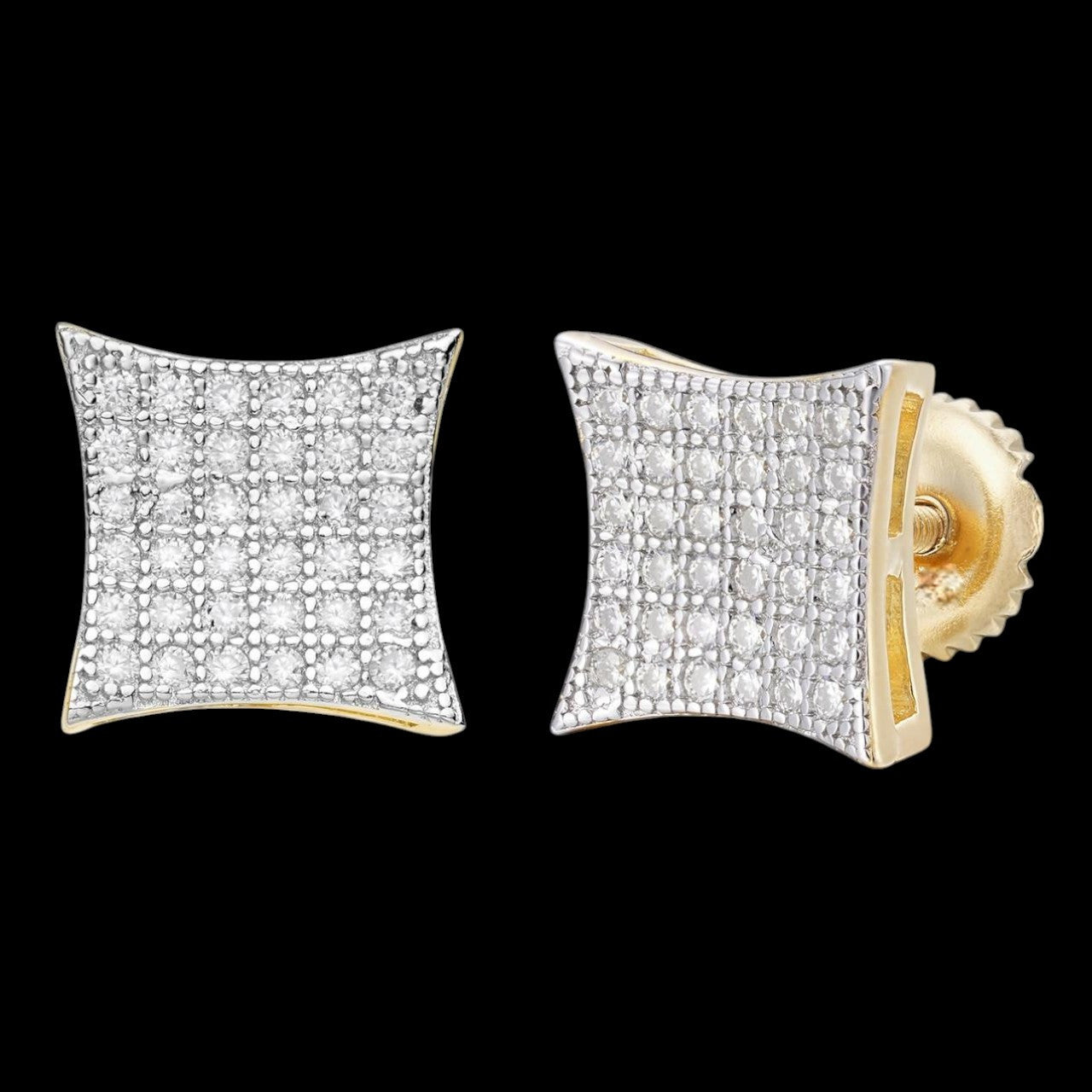 0.43ct VVS Real Diamond Men's Solid 14k Yellow Gold Iced Hip Hop Kite Earrings