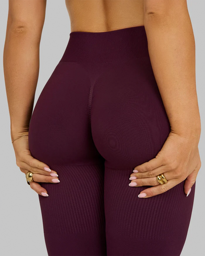 Leggings Ribbed Scrunch Mid Waist — Ciruela